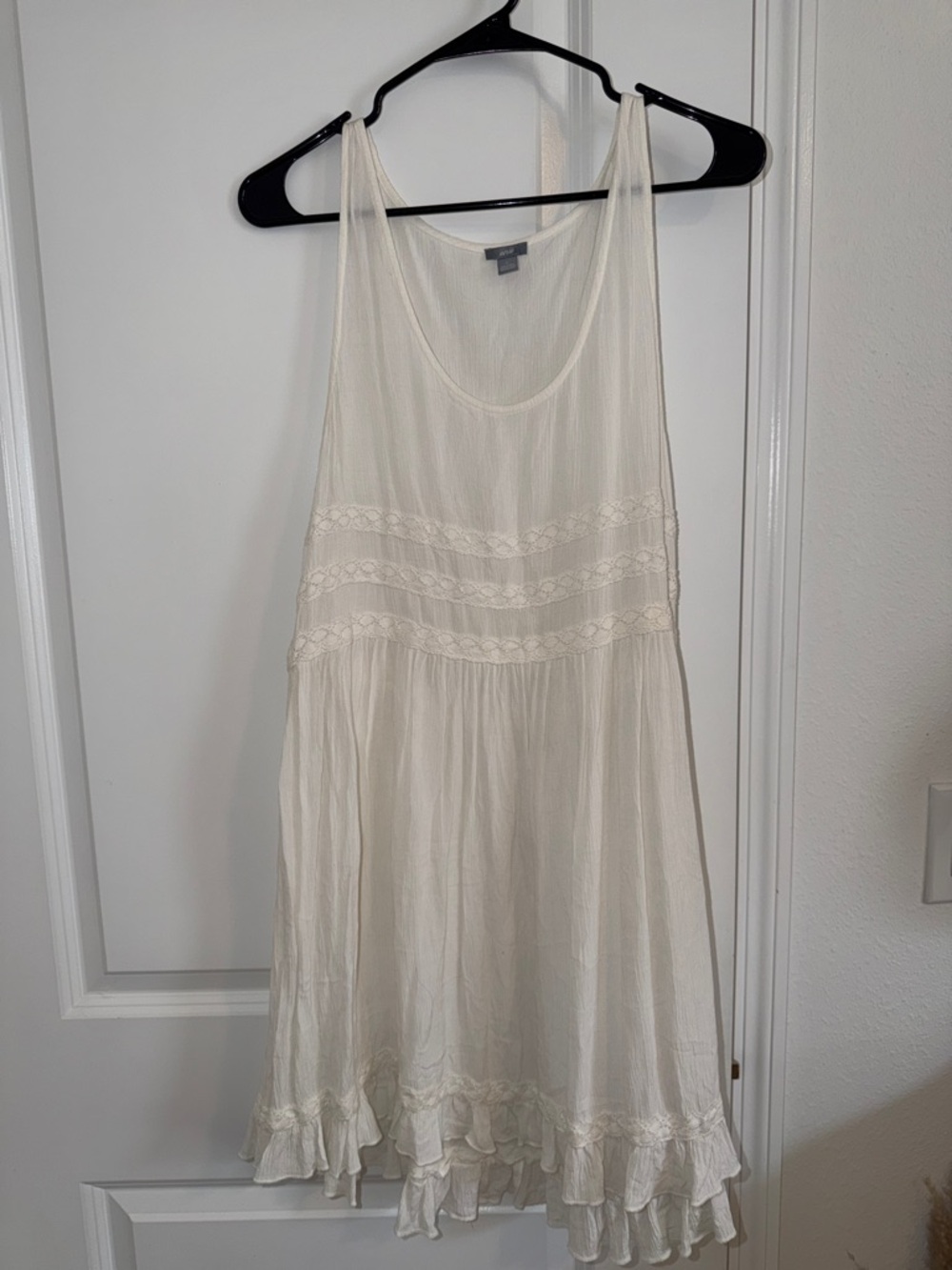 aerie Cream Mini Dress with Lace Trim